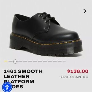 Dr. Martens Black 1461 Smooth Leather Platform Shoes